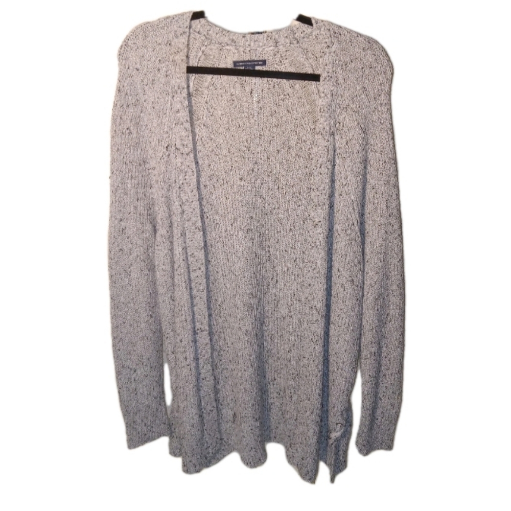 American Eagle Gray Speckled Pattern Open Cardigan Sweater Large